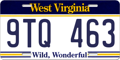 WV license plate 9TQ463