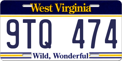 WV license plate 9TQ474