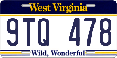 WV license plate 9TQ478
