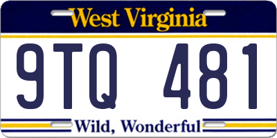 WV license plate 9TQ481