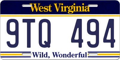 WV license plate 9TQ494