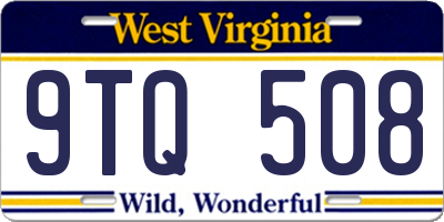 WV license plate 9TQ508