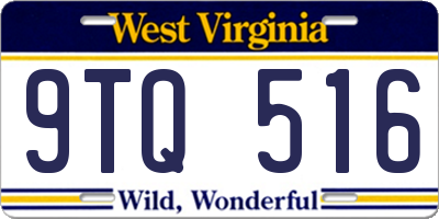 WV license plate 9TQ516