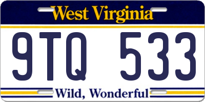 WV license plate 9TQ533