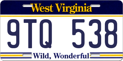 WV license plate 9TQ538