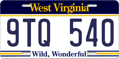 WV license plate 9TQ540