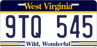 WV license plate 9TQ545