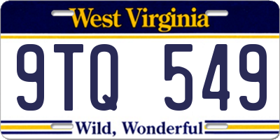 WV license plate 9TQ549