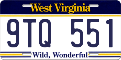 WV license plate 9TQ551