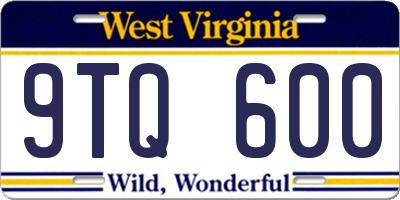 WV license plate 9TQ600