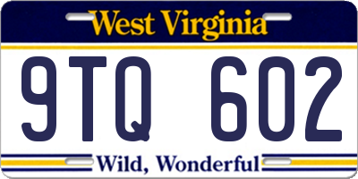 WV license plate 9TQ602