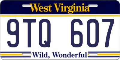 WV license plate 9TQ607