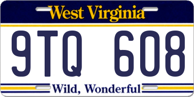 WV license plate 9TQ608