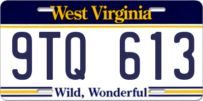WV license plate 9TQ613