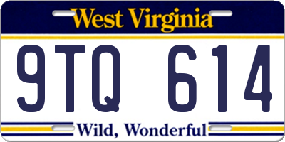 WV license plate 9TQ614