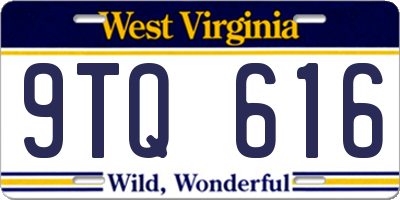 WV license plate 9TQ616