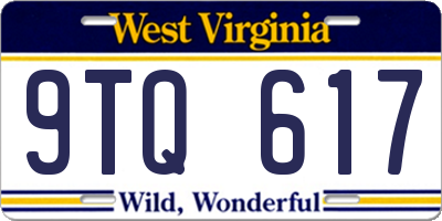 WV license plate 9TQ617
