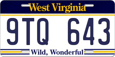 WV license plate 9TQ643