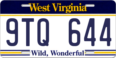 WV license plate 9TQ644