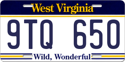 WV license plate 9TQ650
