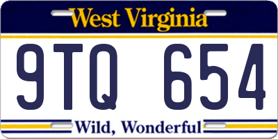 WV license plate 9TQ654
