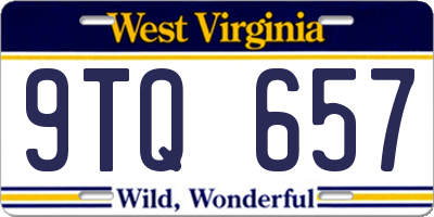 WV license plate 9TQ657