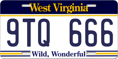 WV license plate 9TQ666