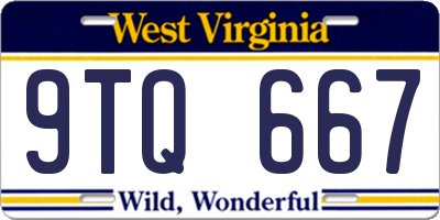 WV license plate 9TQ667