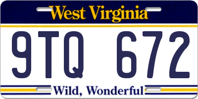WV license plate 9TQ672