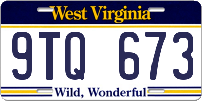 WV license plate 9TQ673