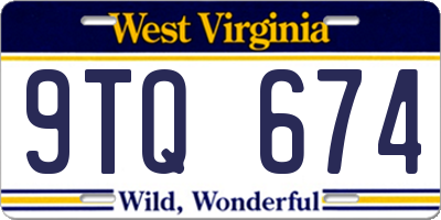 WV license plate 9TQ674