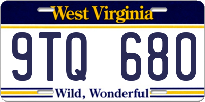 WV license plate 9TQ680