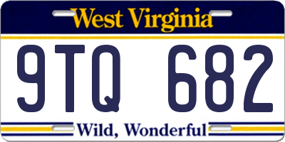 WV license plate 9TQ682