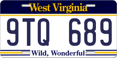 WV license plate 9TQ689