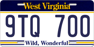WV license plate 9TQ700