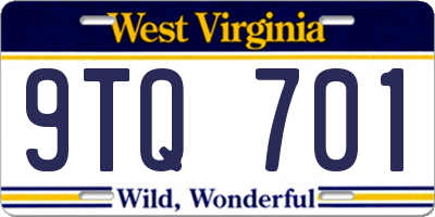 WV license plate 9TQ701