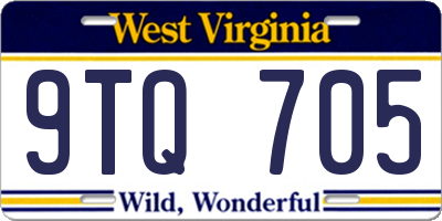 WV license plate 9TQ705