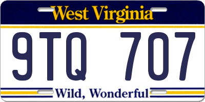 WV license plate 9TQ707