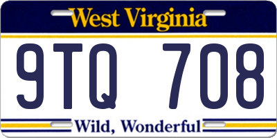 WV license plate 9TQ708