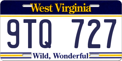 WV license plate 9TQ727