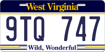 WV license plate 9TQ747