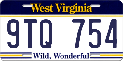 WV license plate 9TQ754
