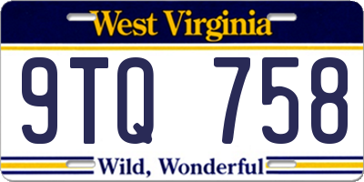 WV license plate 9TQ758