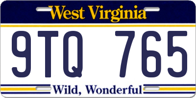 WV license plate 9TQ765