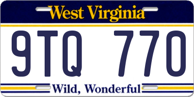 WV license plate 9TQ770