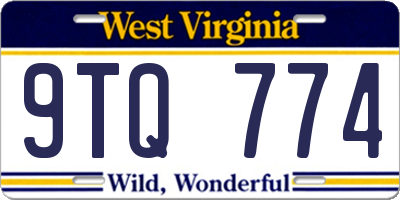 WV license plate 9TQ774
