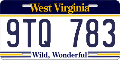 WV license plate 9TQ783