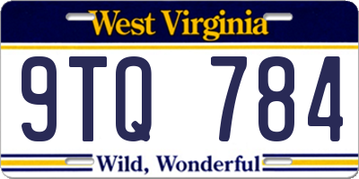 WV license plate 9TQ784