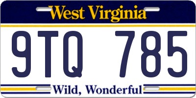 WV license plate 9TQ785