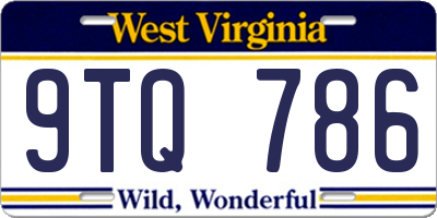 WV license plate 9TQ786